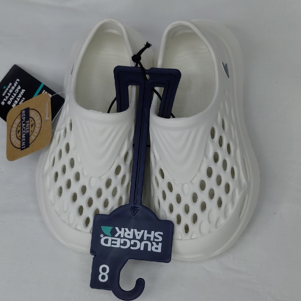 Rugged Shark Kids White Water Shoes Sz 8 Toddler